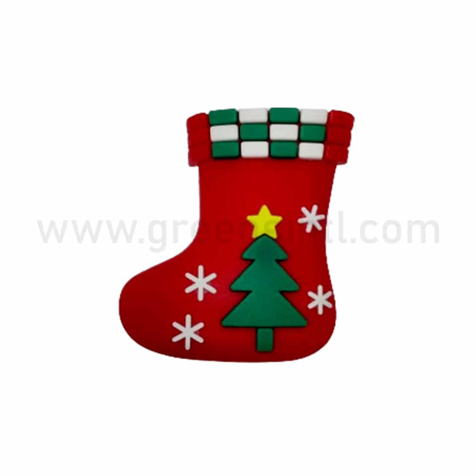 GREENS CHOICE Christmas Cake Topper Red Sock with Christmas Decoration 50x50 mm