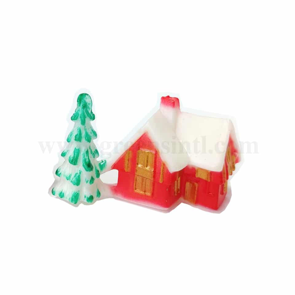 GREENS CHOICE Christmas Cake Topper- Chalet and Tree 50 x 25 mm-50 Pcs