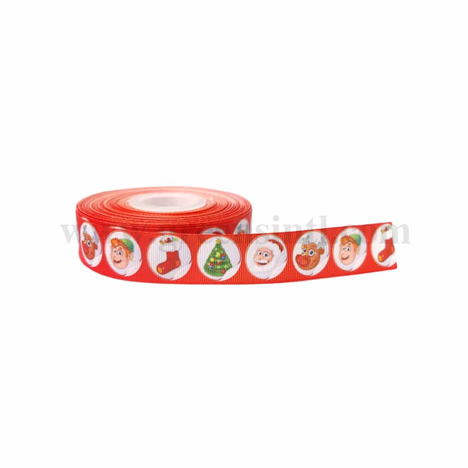GREENS CHOICE Christmas Ribbon with Santa ,Tree and Socks 30 m x 25 mm