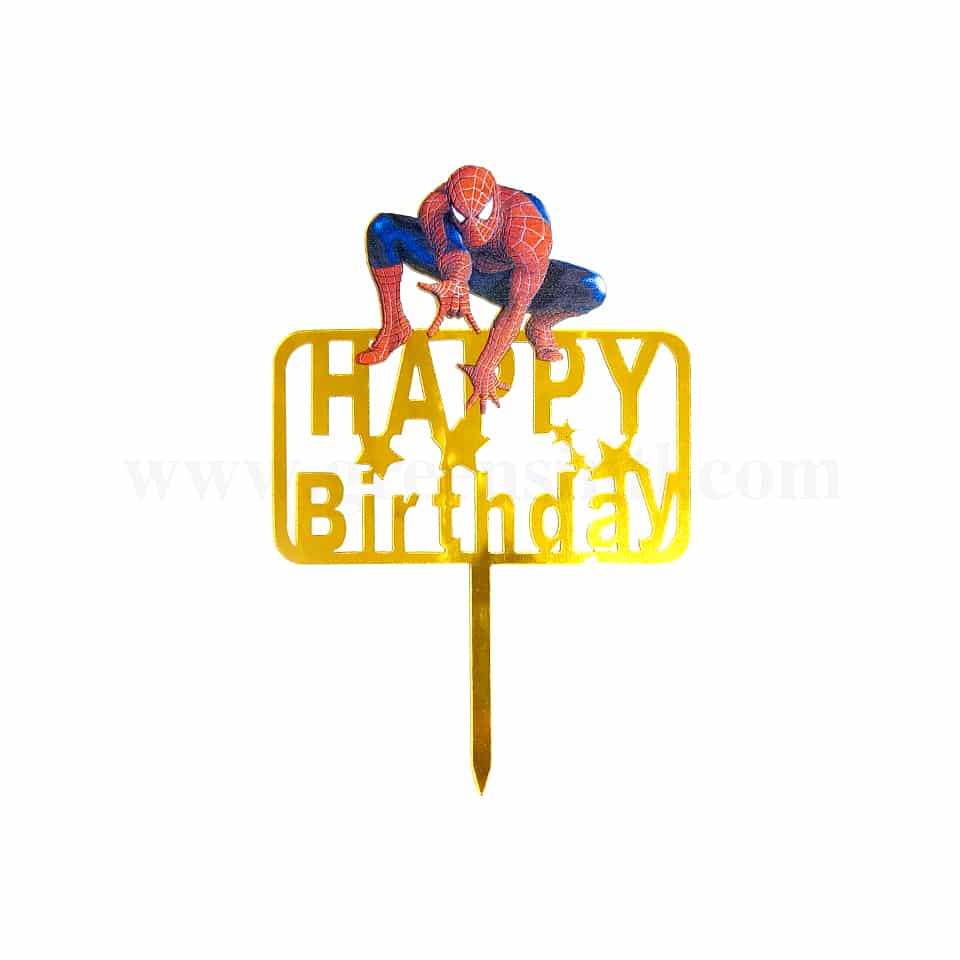 GREENS CHOICE Cake Topper Happy Birthday With Spiderman 105 x 100 mm