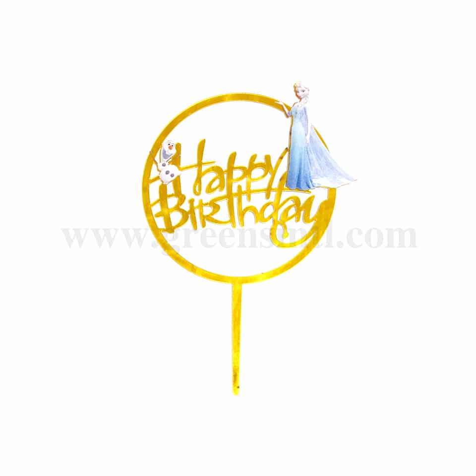 GREENS CHOICE Cake Topper Happy Birthday With Elsa and Olaf 105 x 110 mm