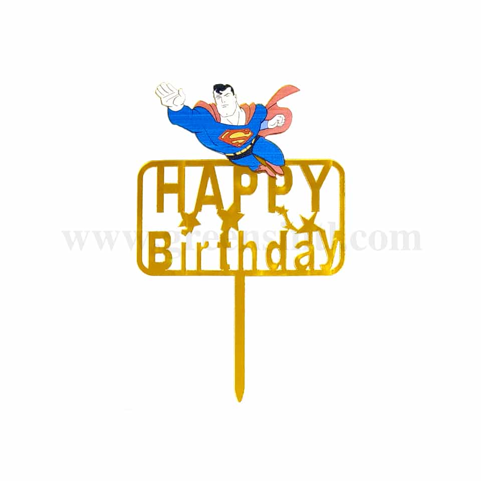 GREENS CHOICE Cake Topper Happy Birthday With Superman 105 x 100 mm