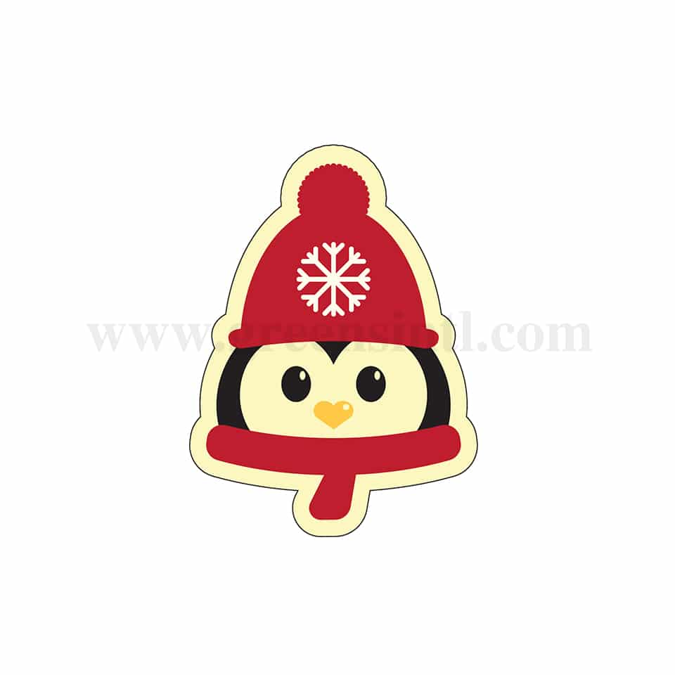 GREENS CHOICE Chocolate Transfer Sheet Penguin Head Four Colours 26 x 35 mm -18 graphics -5 Sheets