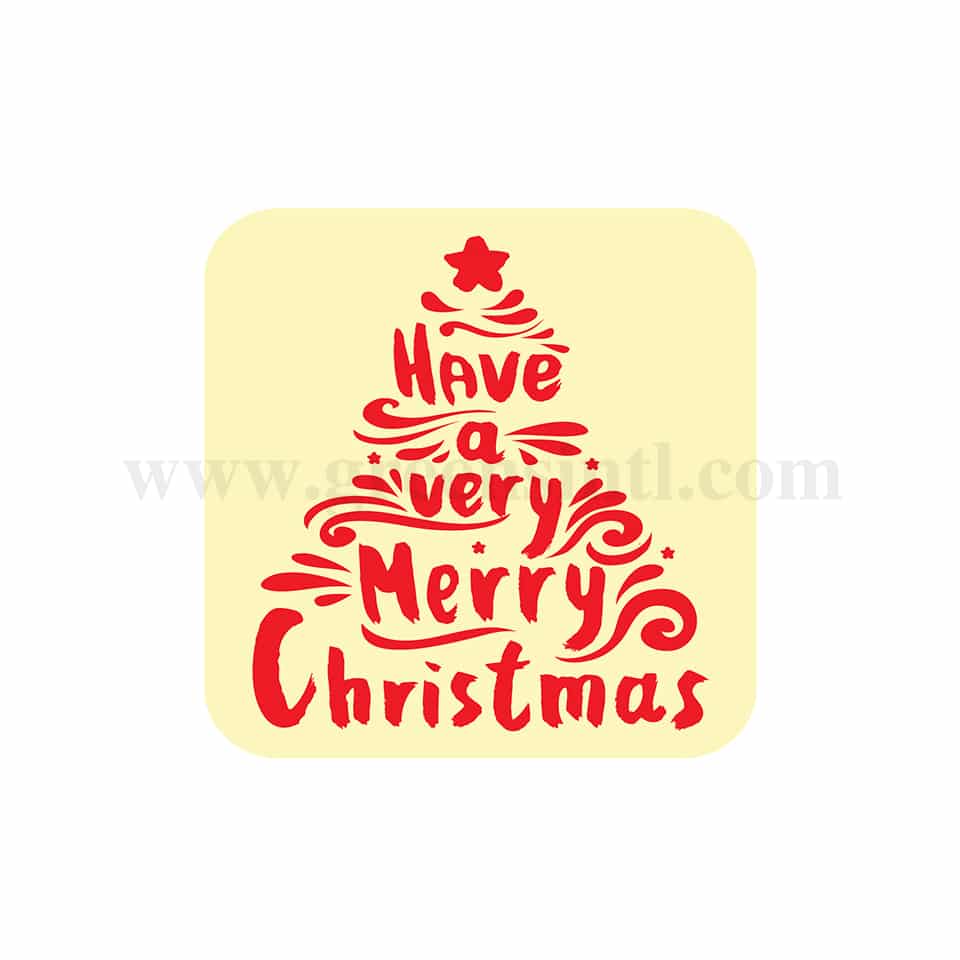 GREENS CHOICE Chocolate Transfer Sheet -Merry Christmas Red 40 x40 mm-21 graphics-5 Sheets