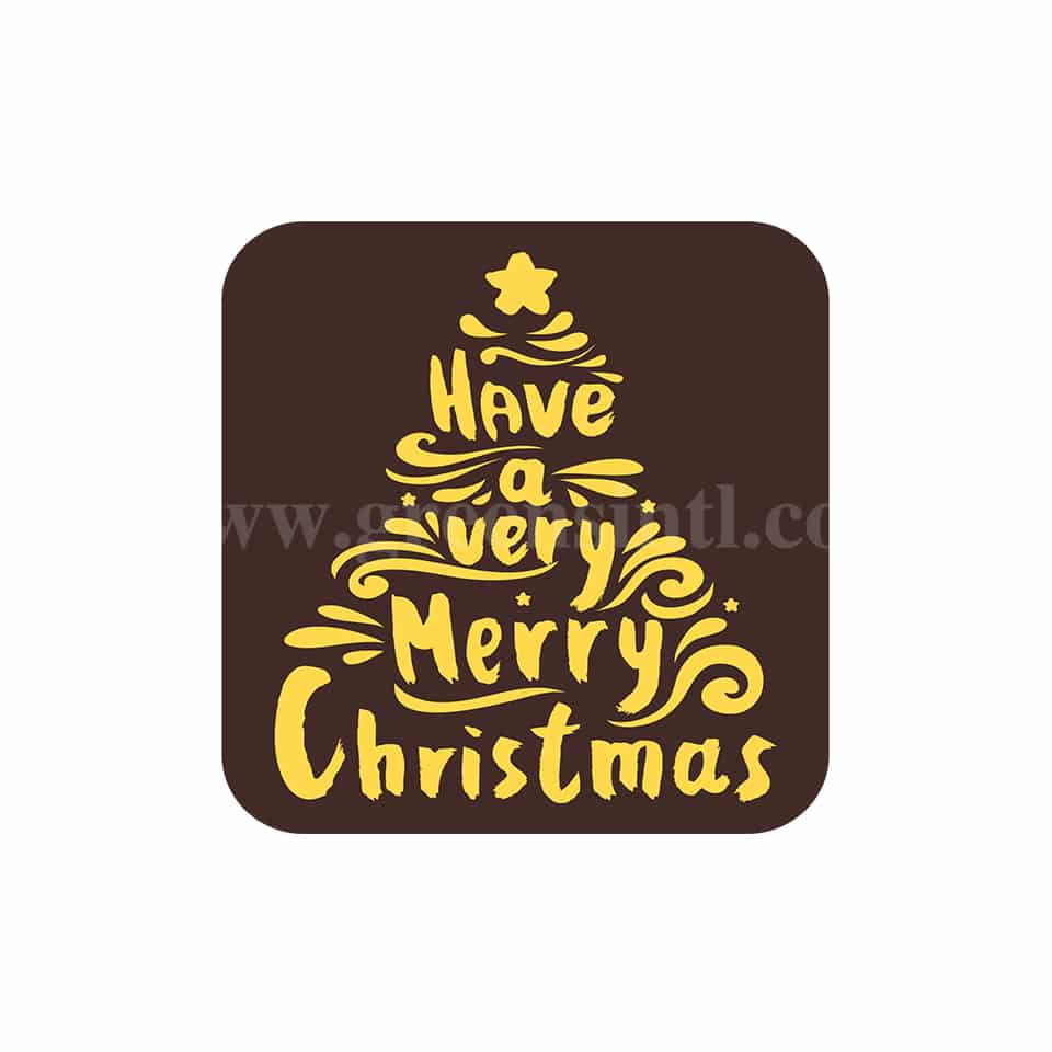 GREENS CHOICE Chocolate Transfer Sheet Merry Christmas Yellow 40 x40 mm-21 graphics-5 Sheets