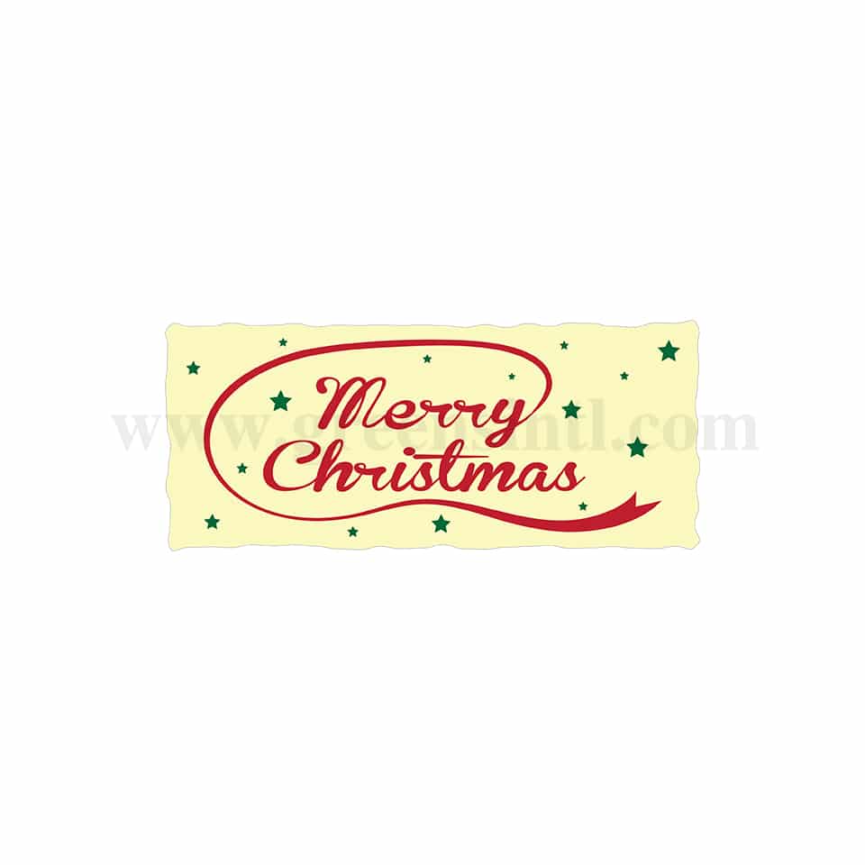 GREENS CHOICE Chocolate Transfer Sheet Merry Christmas Red and Green 70 x 30 mm-12 graphics-5 Sheets