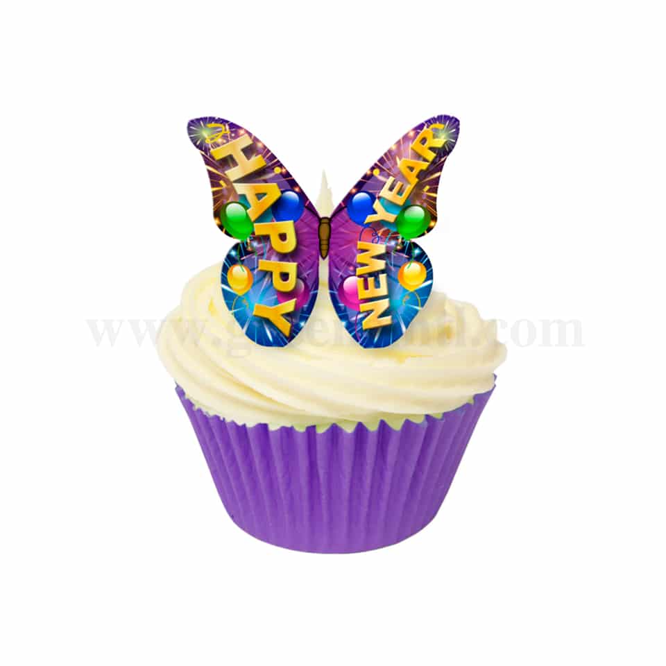 CDA Wafer Happy New Year Butterfly-12 Sheets