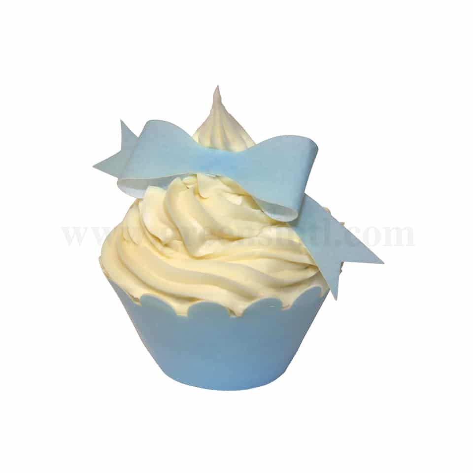 CDA Edible Wafer Decorations Baby Blue Bows-10 Sheets