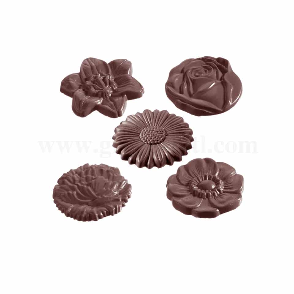 CHOCOLATE WORLD Chocolate Mould Flower Carak Round 43x43x H5 mm
