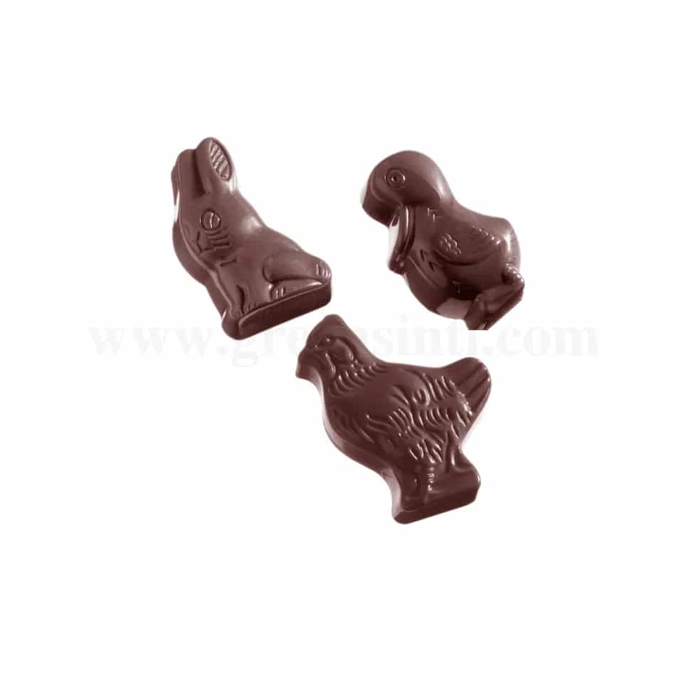 CHOCOLATE WORLD Chocolate Mould Easter Animals 7 Fig 40x28xh15mm