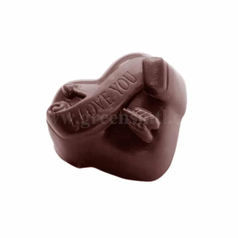 CHOCOLATE WORLD Chocolate Mould Heart "I Love You" 31x39xh18mm