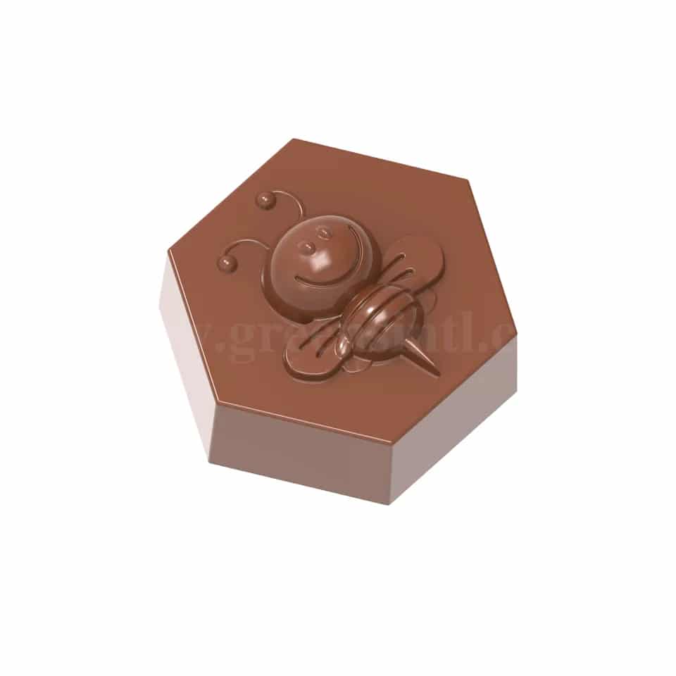 CHOCOLATE WORLD Chocolate Mould Bee On Hexagon 32.5x28.5xh15.5 mm