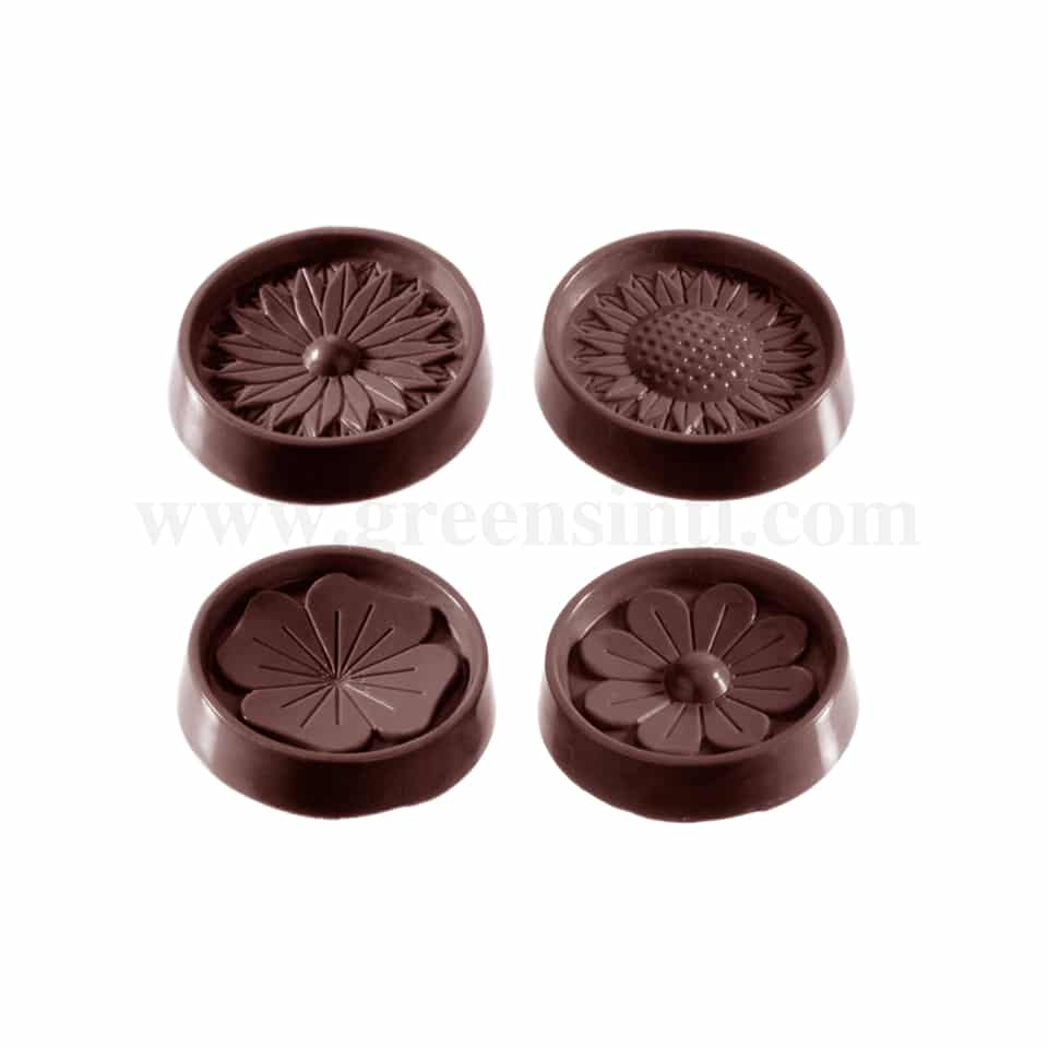 CHOCOLATE WORLD Chocolate Mould Flower Caraque 4 Fig 29 x 29 x h 6 mm