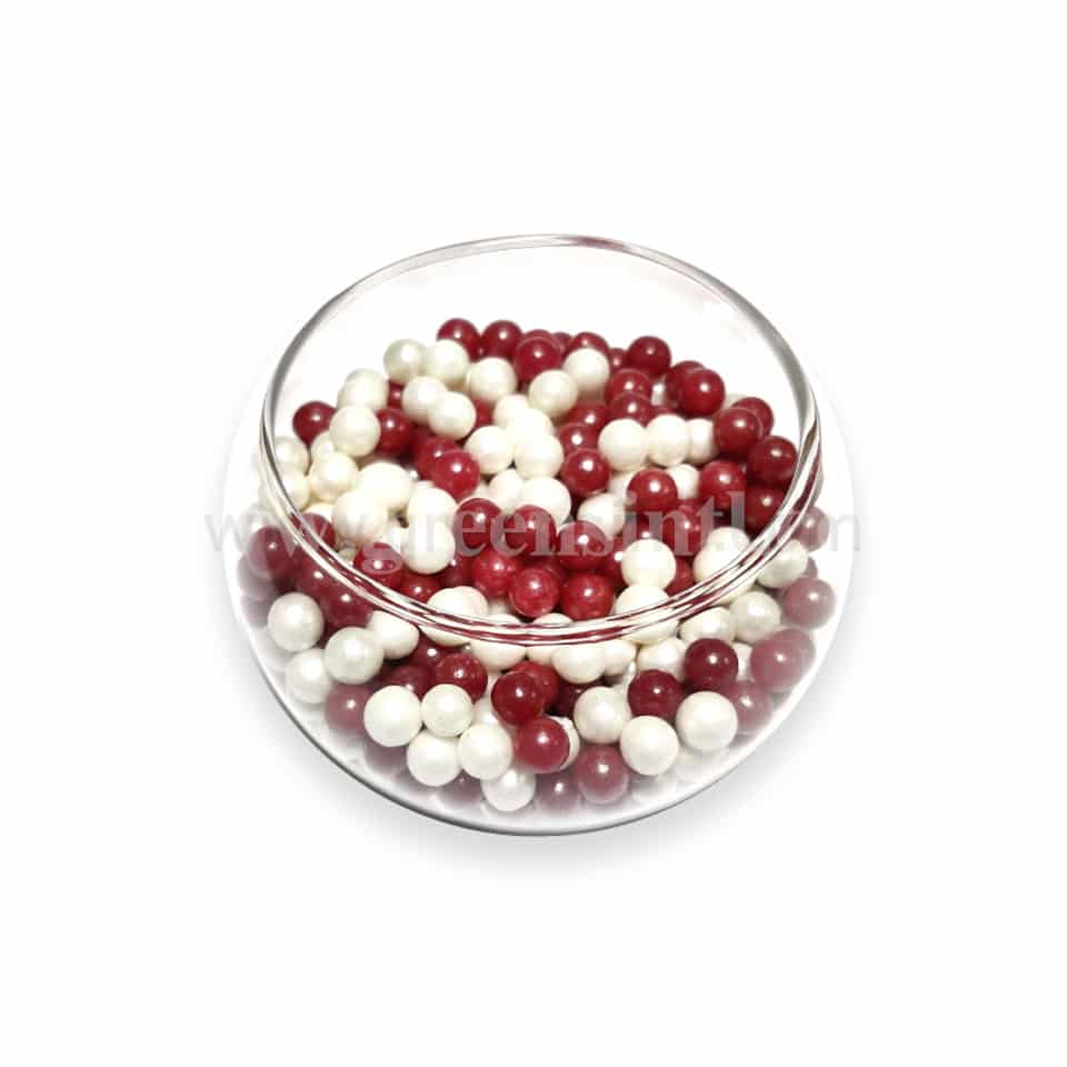 CONFETTI Glossy Red & White Sugar Pearls 6 mm - 100 g