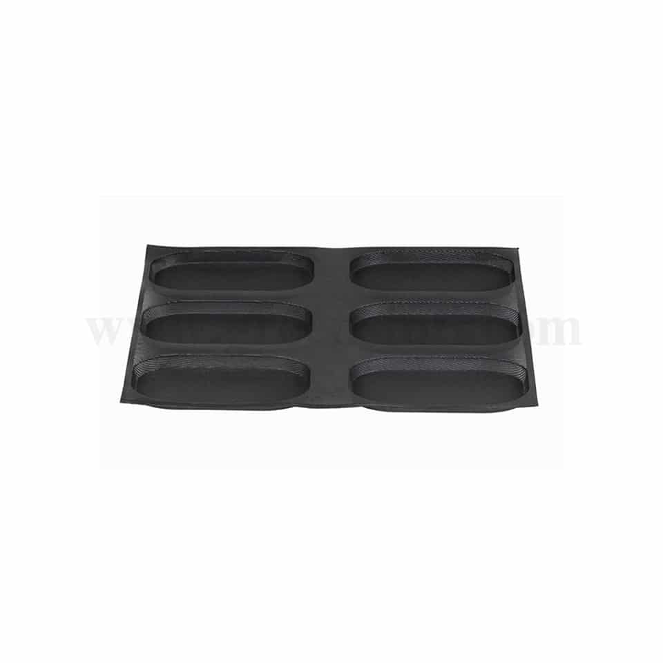 DEMARLE Flexipan Air Silform Non-Stick Bread Mat / Hot dog bun mould 243 x 102 mm-6 Indents