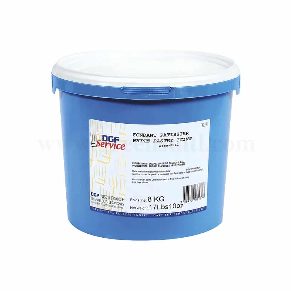 DGF Fondant Patissier, Soft White Pastry Icing- ( Pouring Fondant White Glaze ) 8 Kg