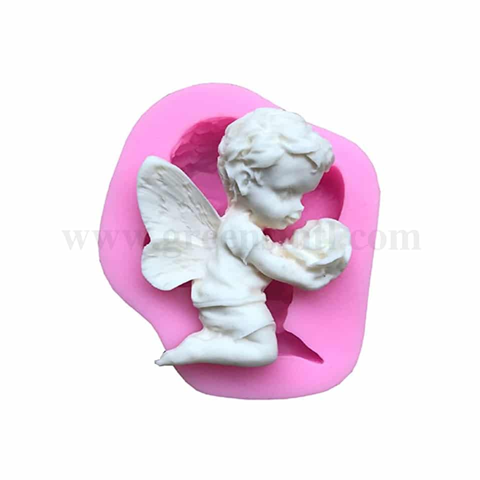 GREENS Silicone Mould Baby Angel With Rose 70 x 60 mm