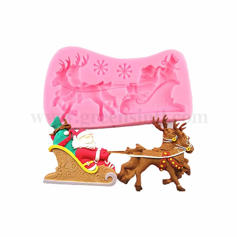 GREENS Silicone Mould Santa Claus With Ledge And Deer 130 x 70 mm