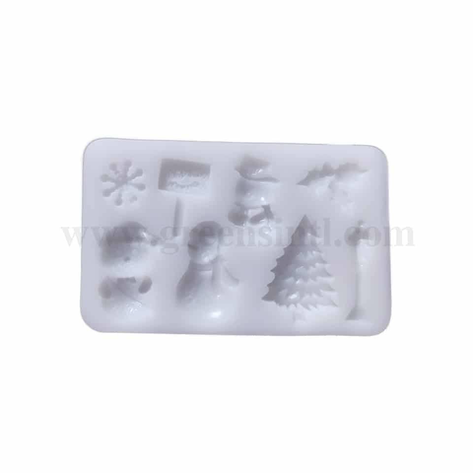 GREENS Silicone Mould Christmas Decorations- Snowman,Tree ,Name Board 100 x 60 mm
