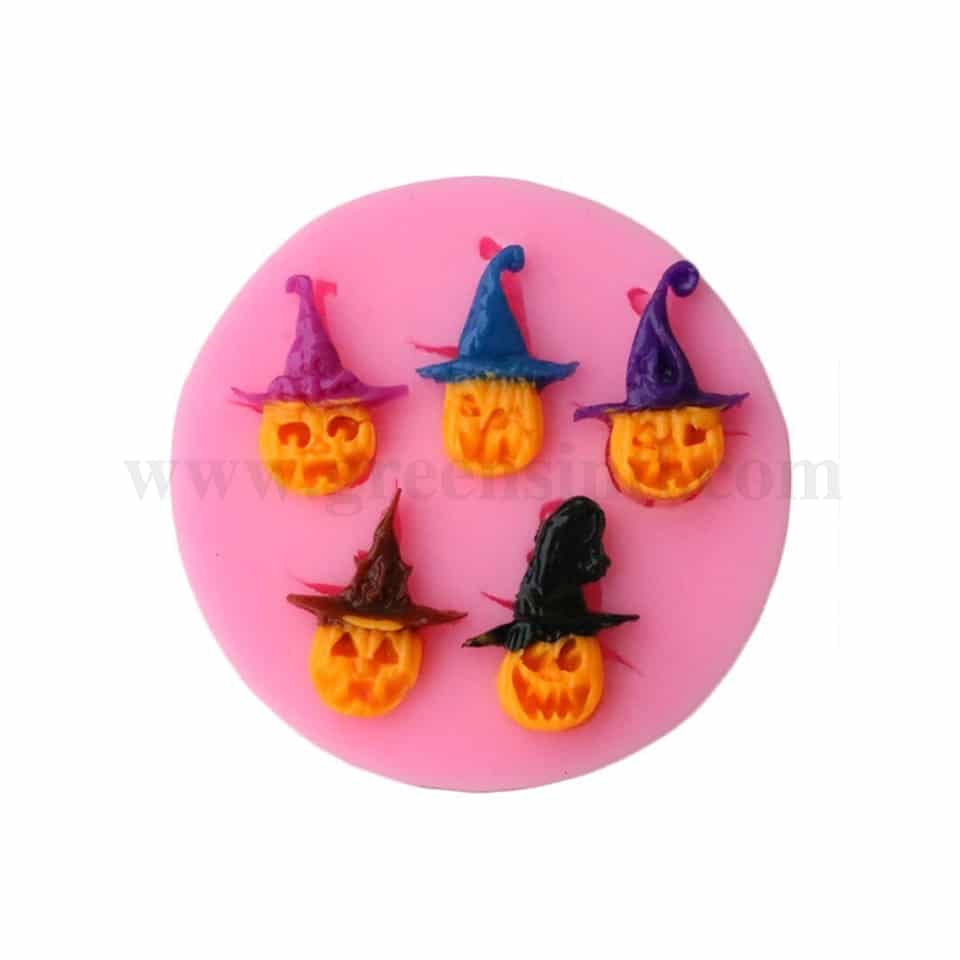 GREENS Silicone Mould Pumpkin Face With Hat D78 mm