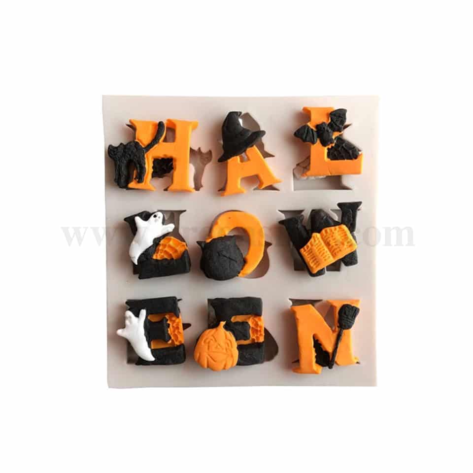 GREENS Silicone Mould Halloween Letters 80 x 25 mm