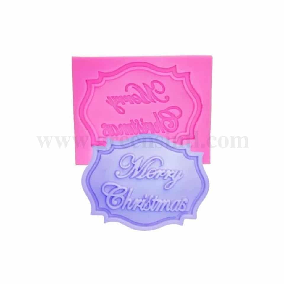 GREENS Silicone Mould Merry Christmas 60 X 45mm