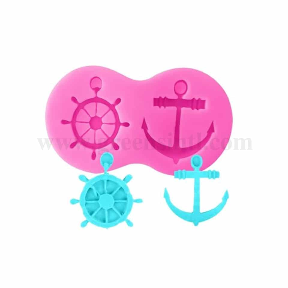 GREENS Silicone Mould Ship Anchor And Wheel 85 x 45 mm