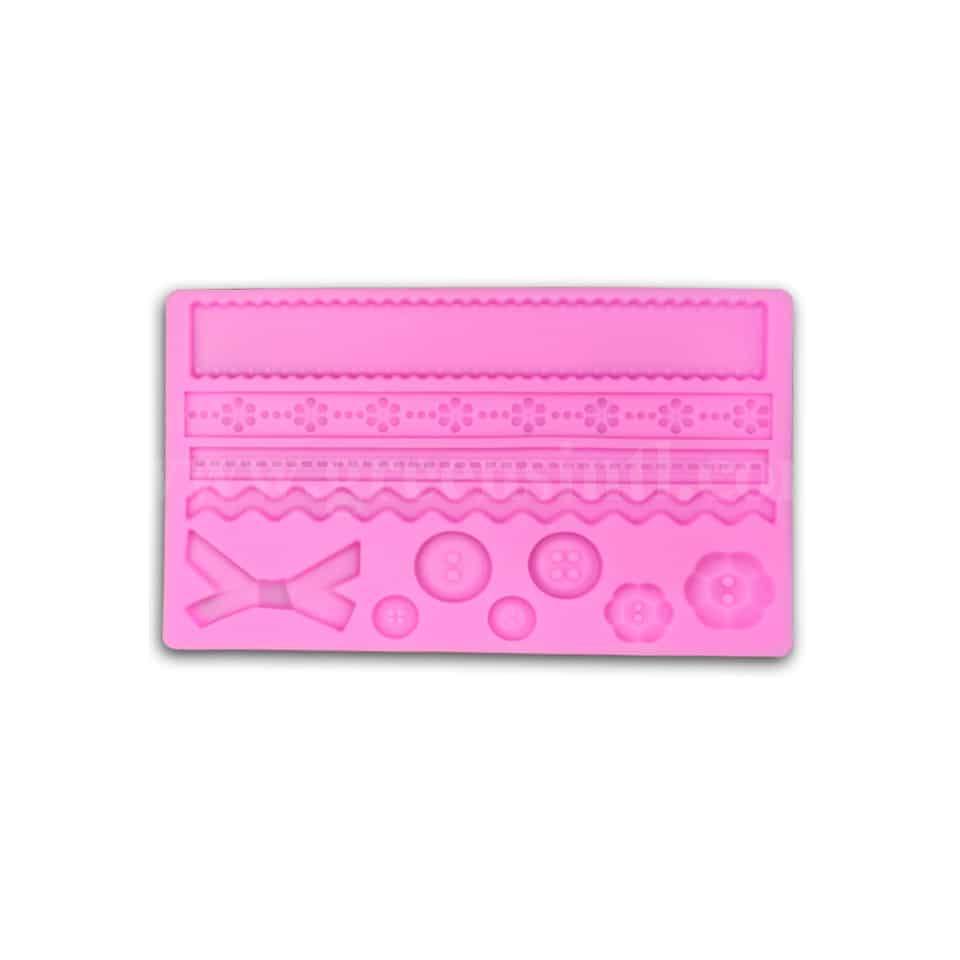 GREENS Silicone Mould Buttons & Border 200 x 130 mm