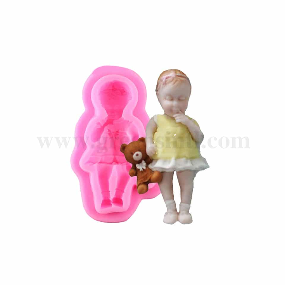 GREENS Silicone Mould Girl with Teddy 105 x 68 x 19 mm