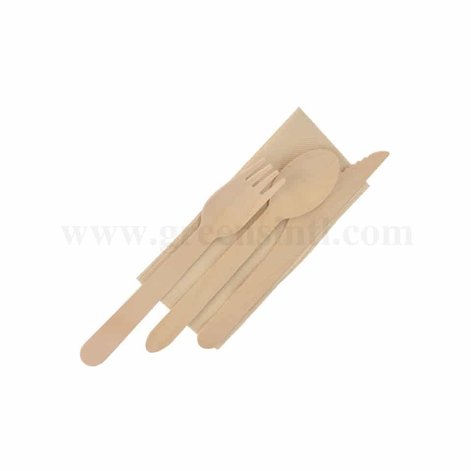GREENS CHOICE Spoon,Fork,Knife and Napkin Set 160 mm-100 Pcs