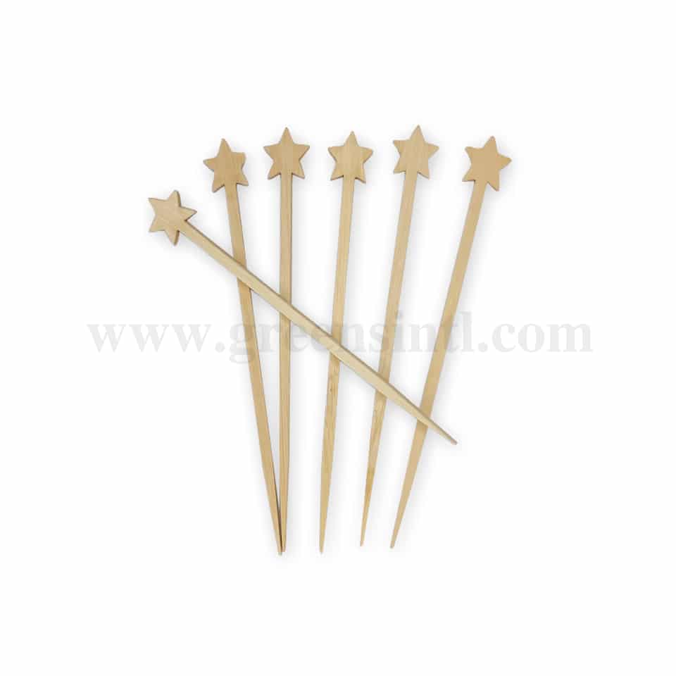 GREENS CHOICE Bamboo Star Skewers 100mm-100 Pcs