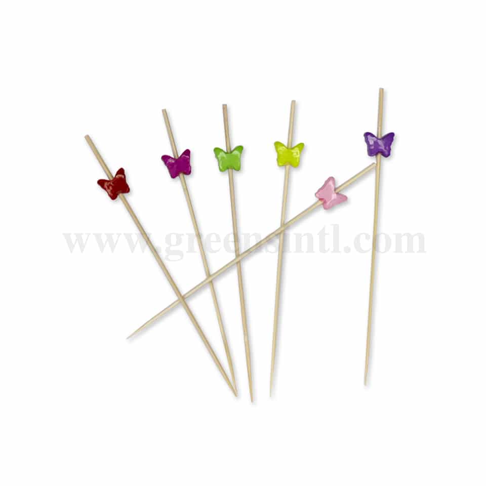 GREENS CHOICE Fruit Picks Butterfly Assorted 120 mm-100 Pcs