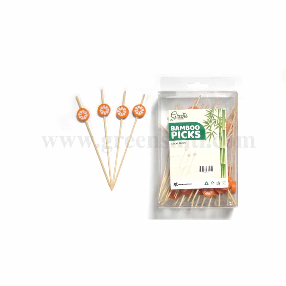 GREENS CHOICE Bamboo Fruit Picks Orange 120 mm-50 Pcs