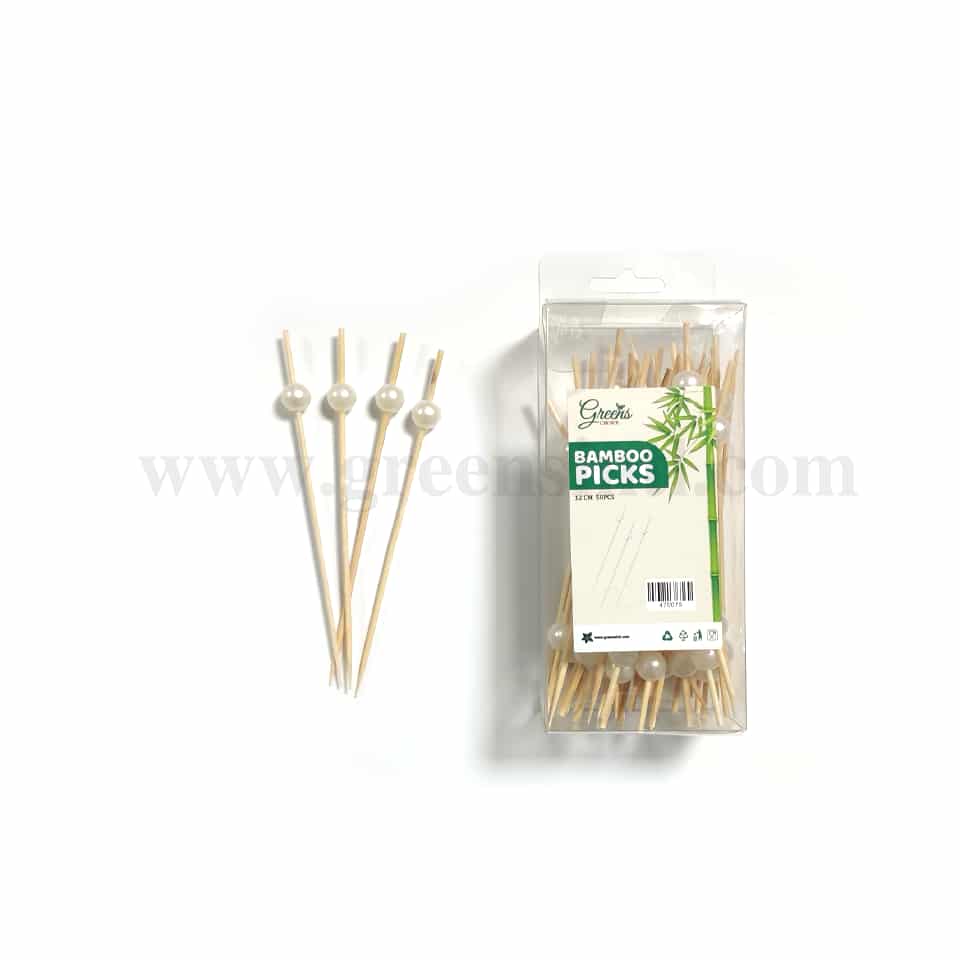 GREENS CHOICE Bamboo Fruit Picks Pearls 120 mm-50 Pcs