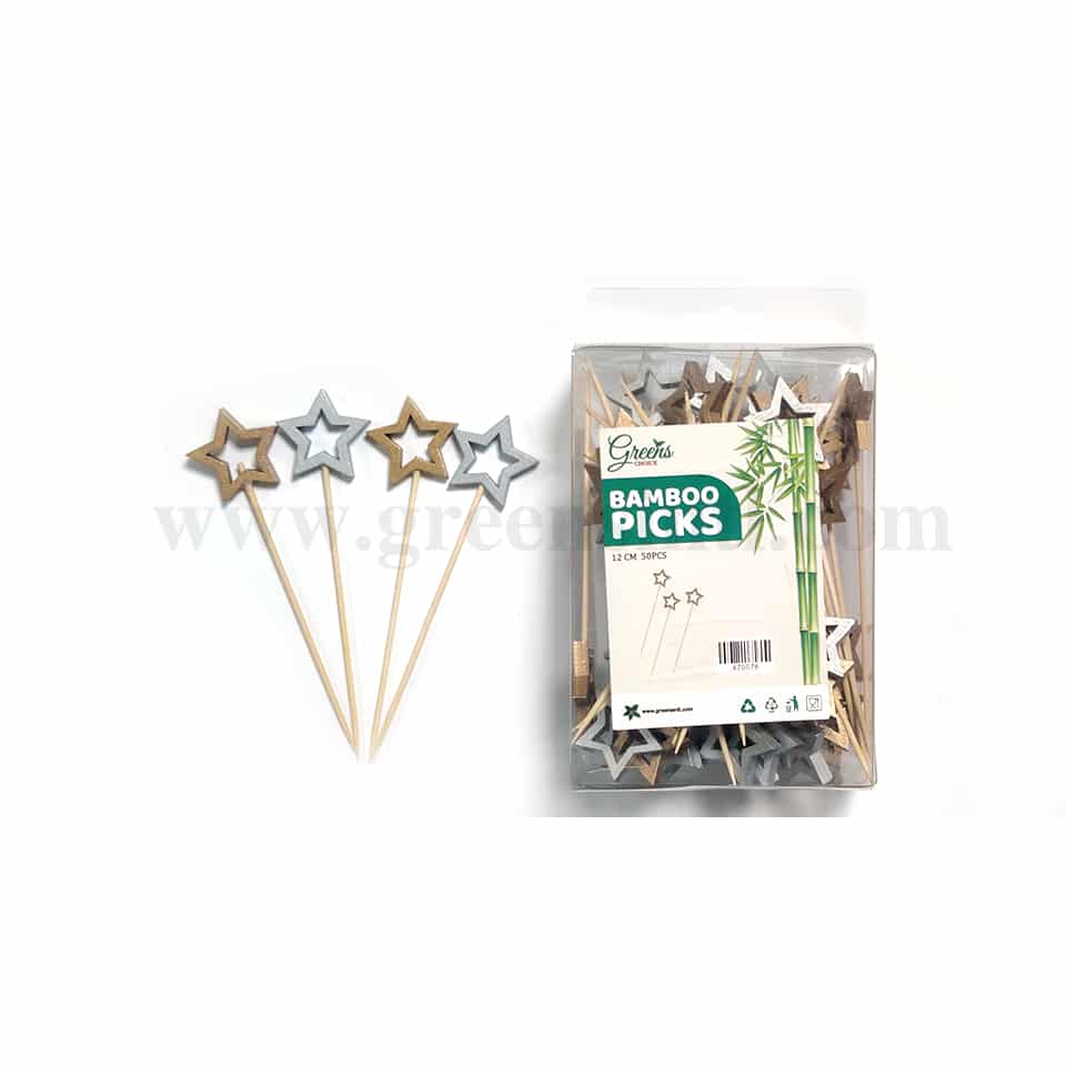 GREENS CHOICE Bamboo Fruit Picks Stars 120 mm-50 Pcs