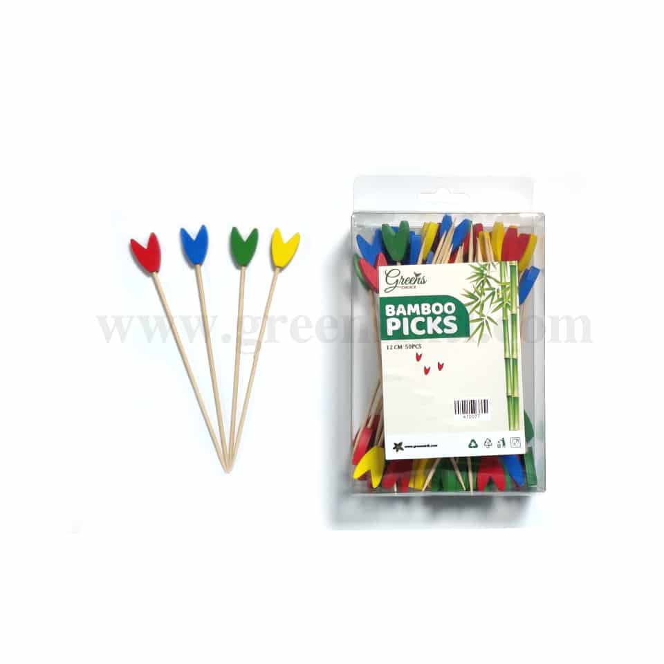 GREENS CHOICE Bamboo Fruit Picks Tulip 120 mm-50 Pcs