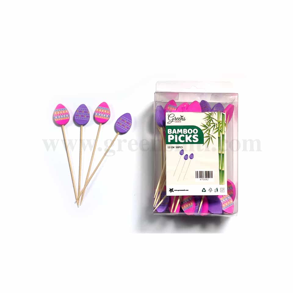 GREENS CHOICE Bamboo Fruit Picks Eggs Assorted 120 mm-50 Pcs
