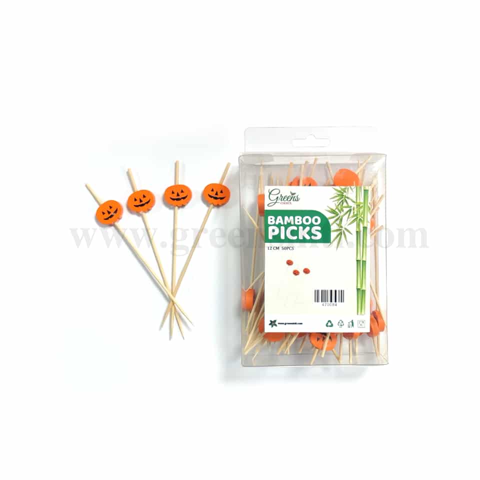 GREENS CHOICE Bamboo Fruit Picks Pumpkins 120 mm-50 Pcs