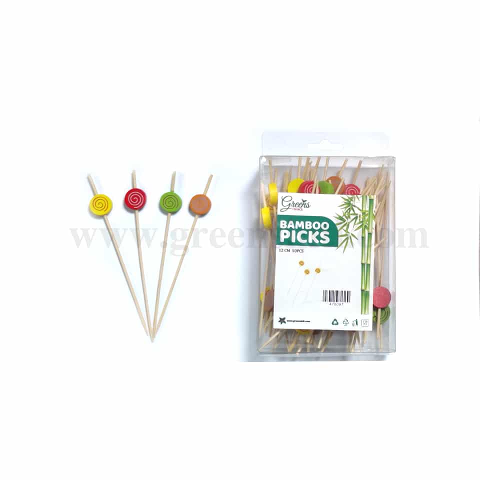 GREENS CHOICE Bamboo Fruit Picks Simulation Assorted 120 mm-50 Pcs
