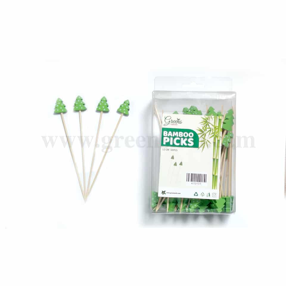 GREENS CHOICE Bamboo Fruit Picks Christmas Tree 120 mm-50 Pcs
