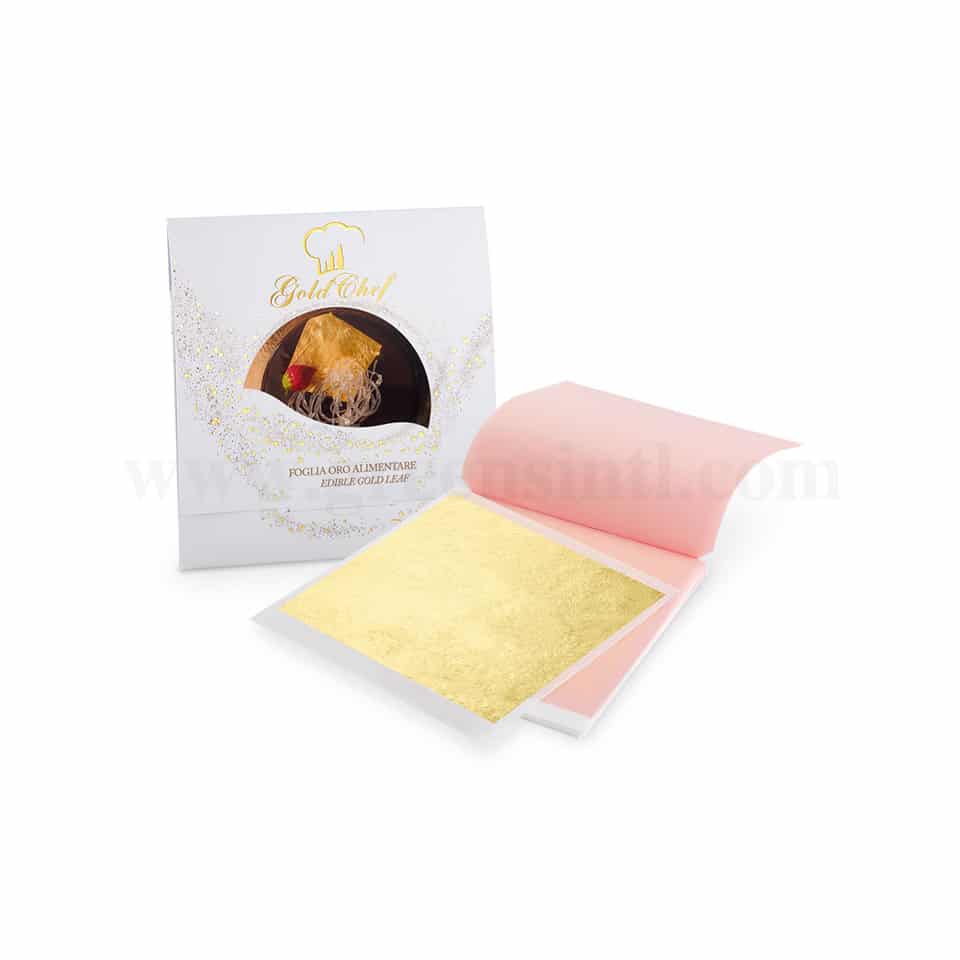 GOLD CHEF Edible Gold Leaves 86x86mm 23kt -25 Leaves