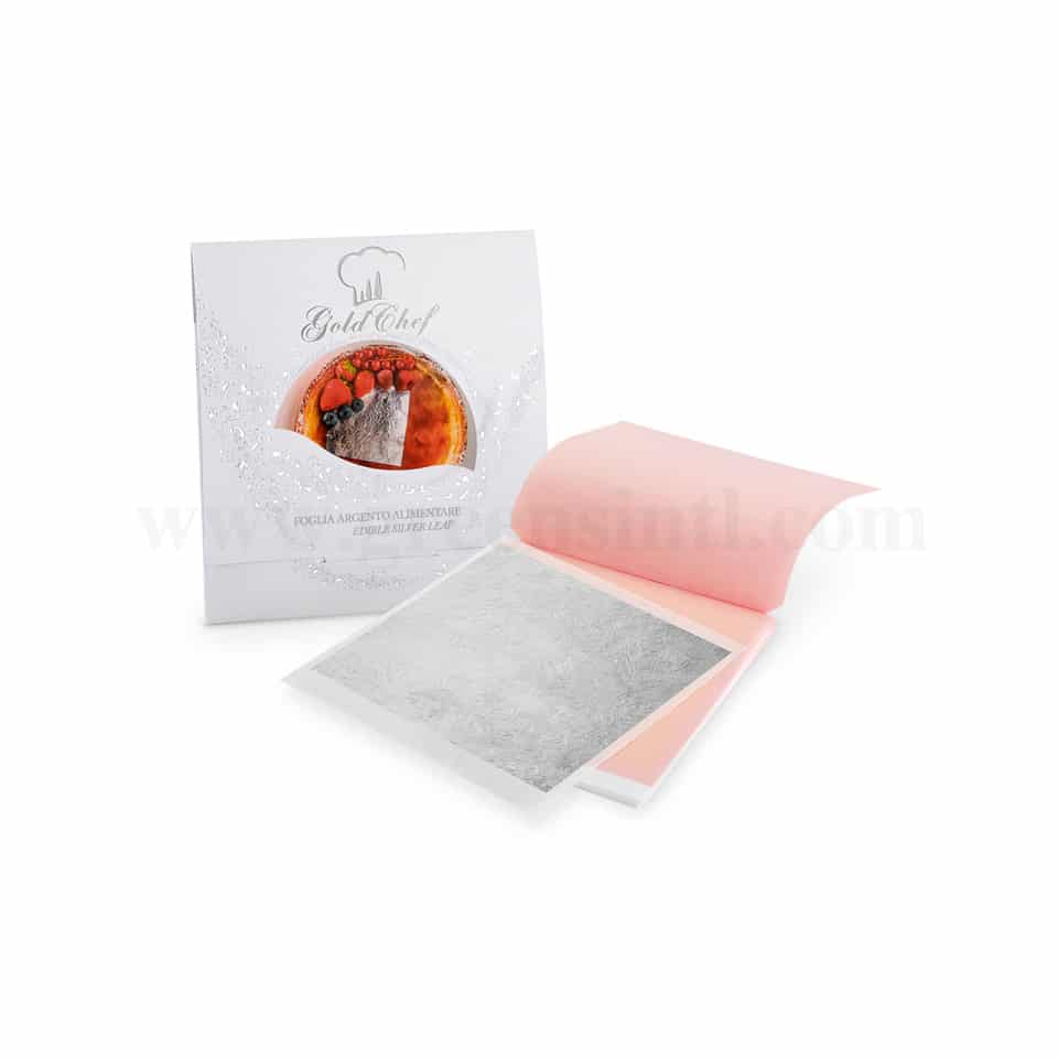 GOLD CHEF Edible Silver Leaves 86x86mm -25 Leaves