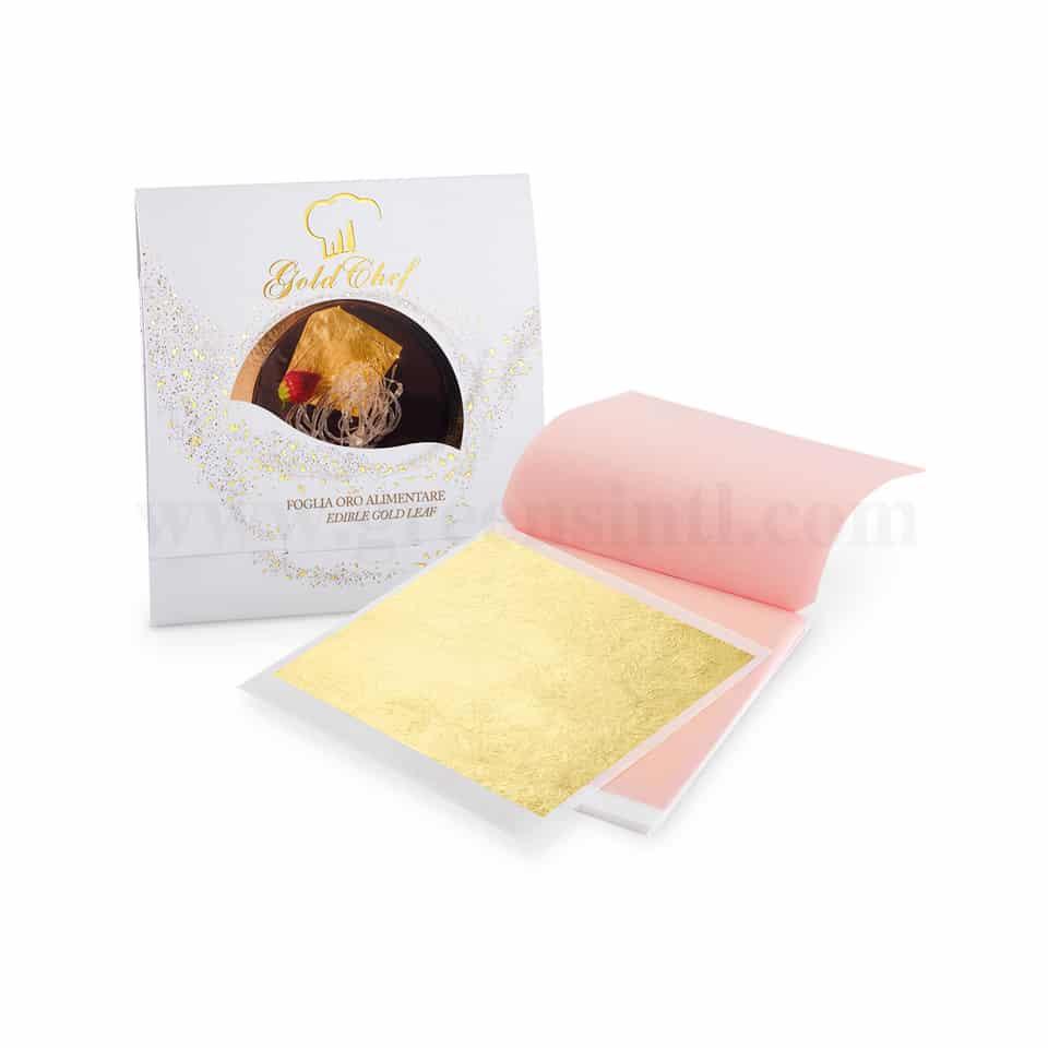 GOLD CHEF Edible Gold Leaves 80x80mm 23kt -25 Leaves