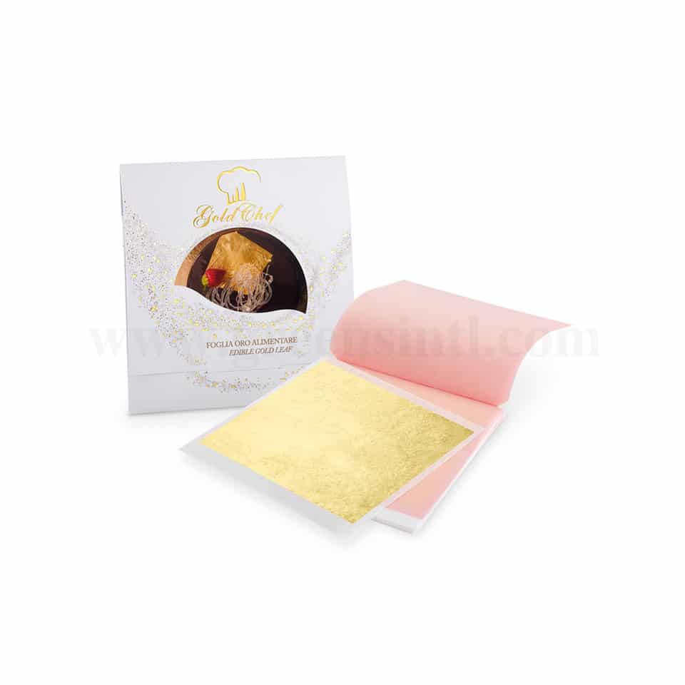 GOLD CHEF Edible Gold Leaves 80x80mm 24kt -25 Leaves