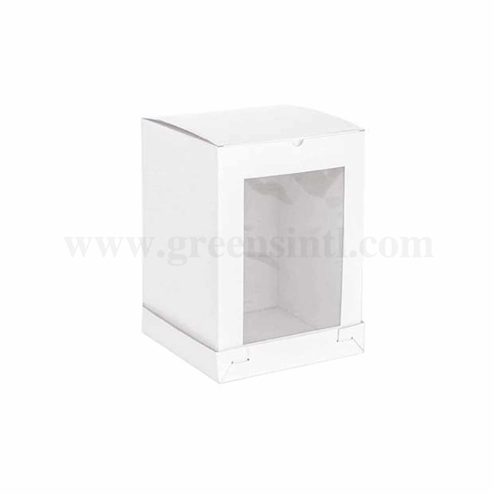 GREENS Cake Box White with Transparent Window L 10 Inch x W 10 Inch x H 12 Inch