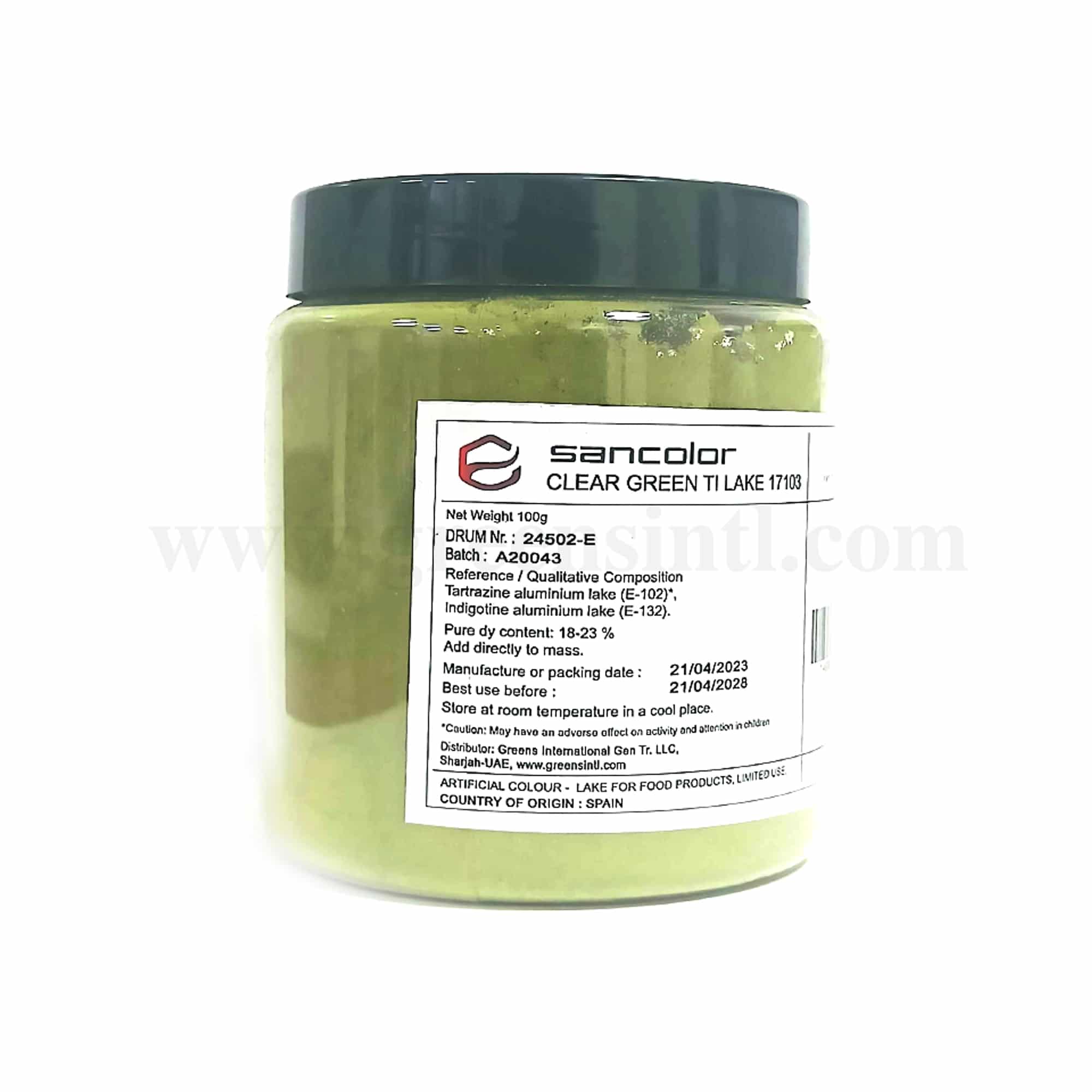 SANCOLOR Chocolate Colour Powder Clear Green TI Lake 100g