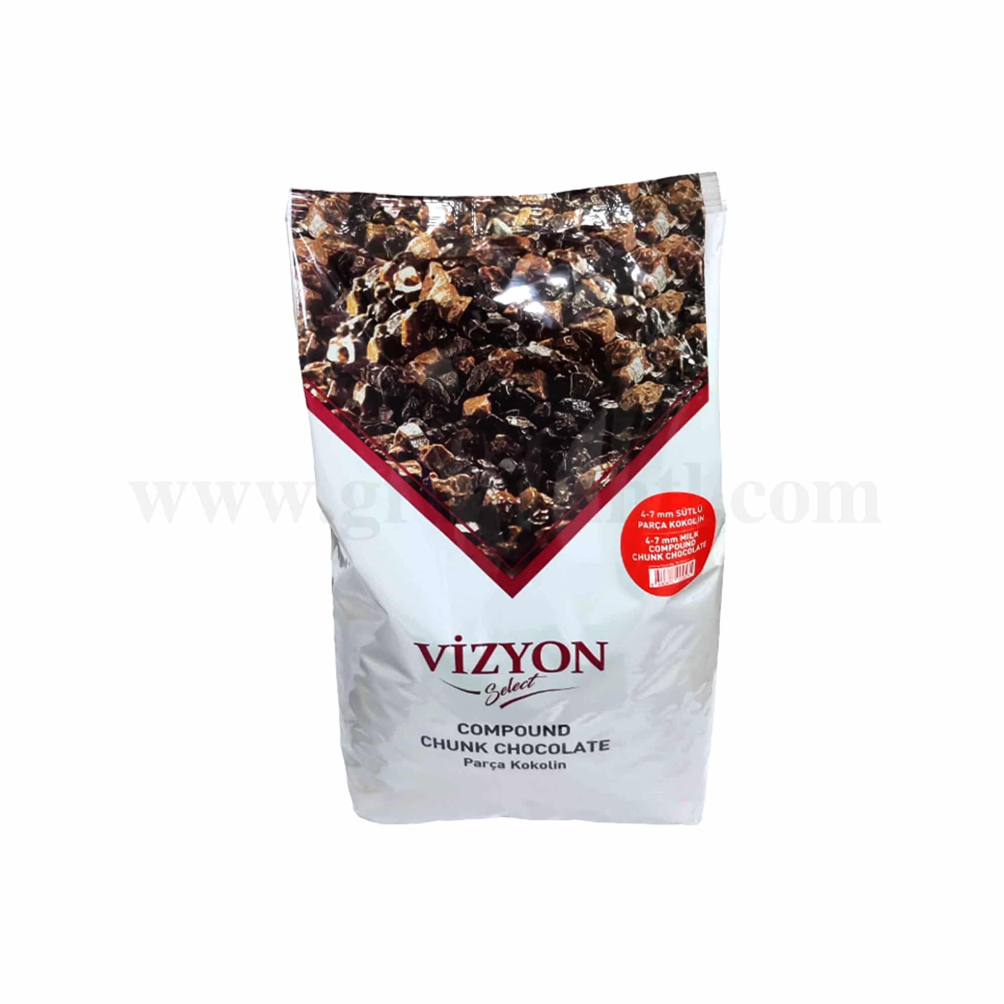VIZYON Select Milk Compound Chocolate Chunks 4-7 mm 2.5 Kg