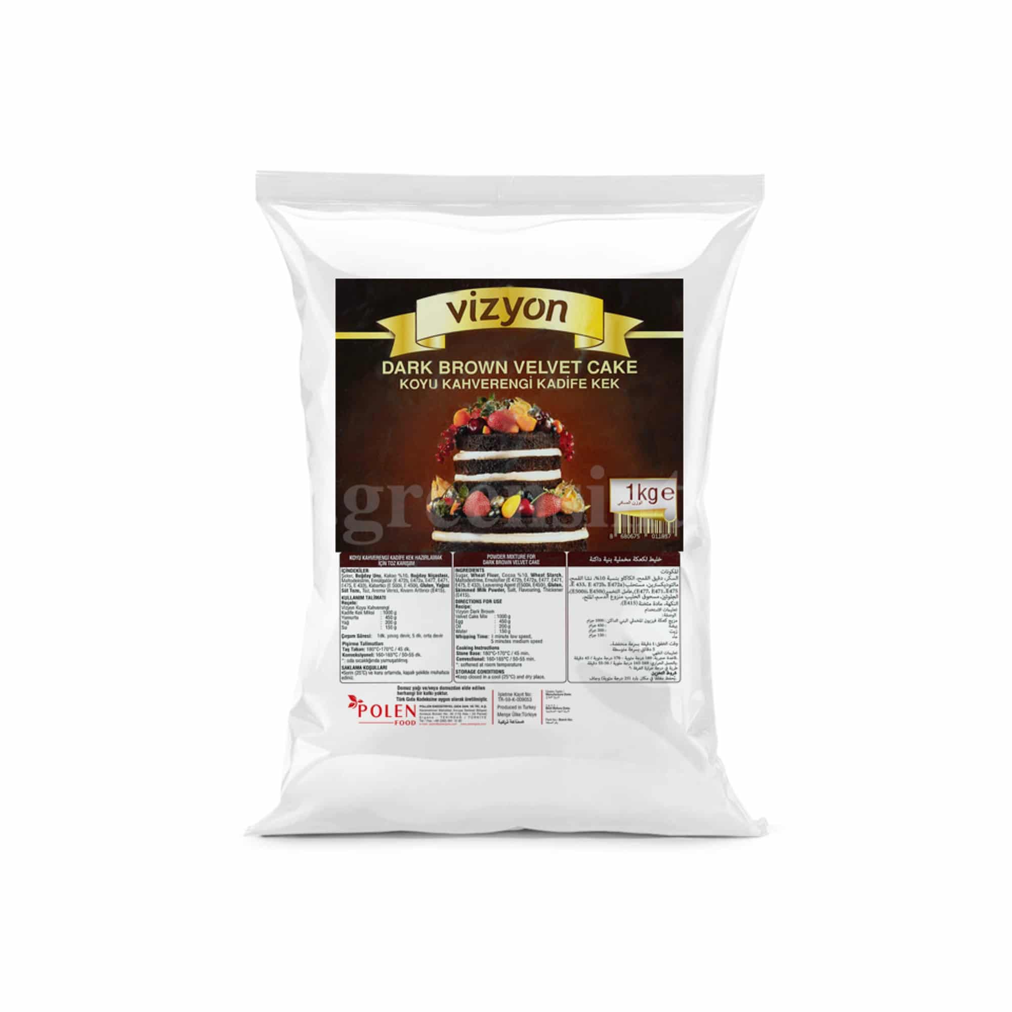 VIZYON Dark Brown Velvet Cake Mix 1 Kg
