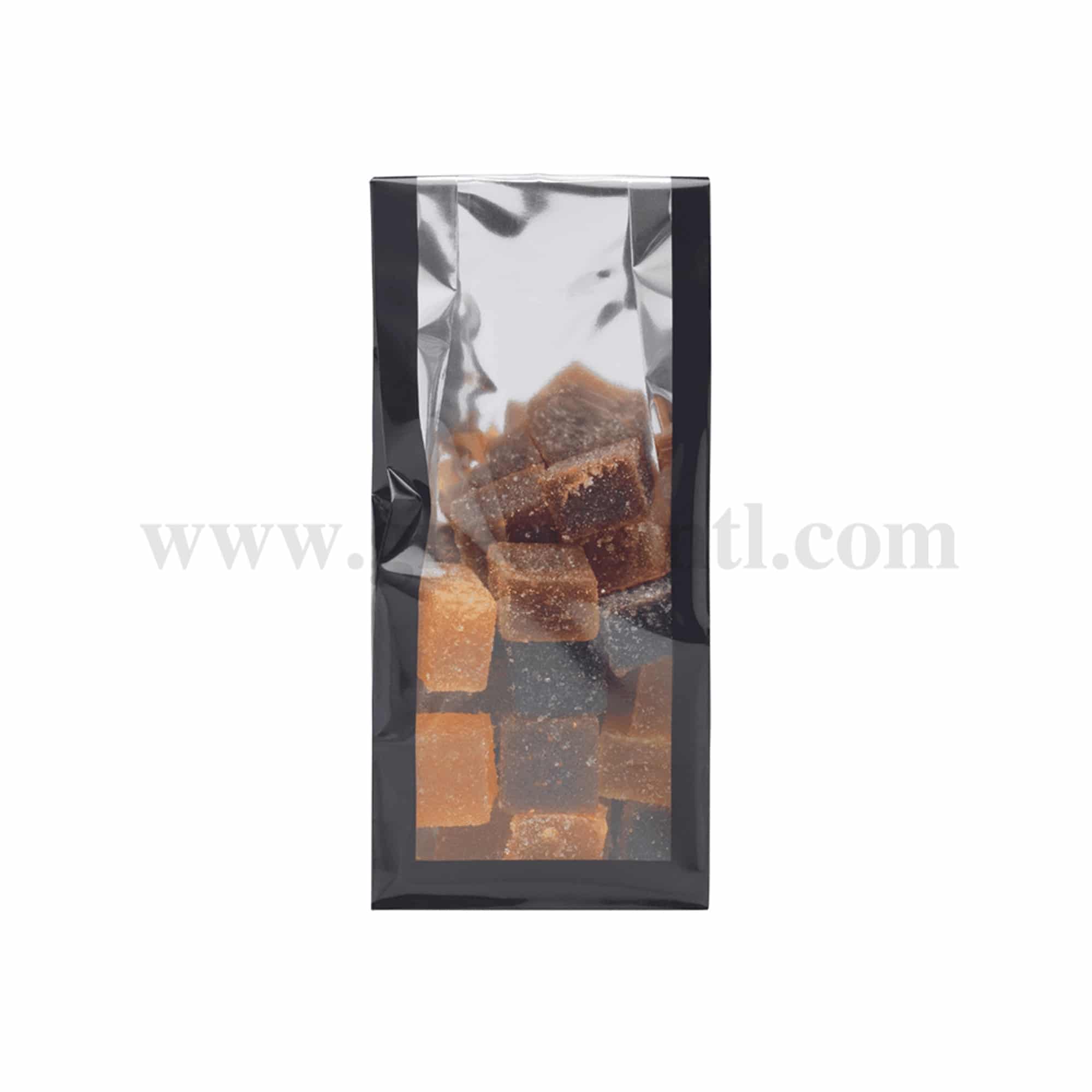 GREENS CHOICE Cellophane Bag Glossy Black 80+40 x 200mm-100 Pcs