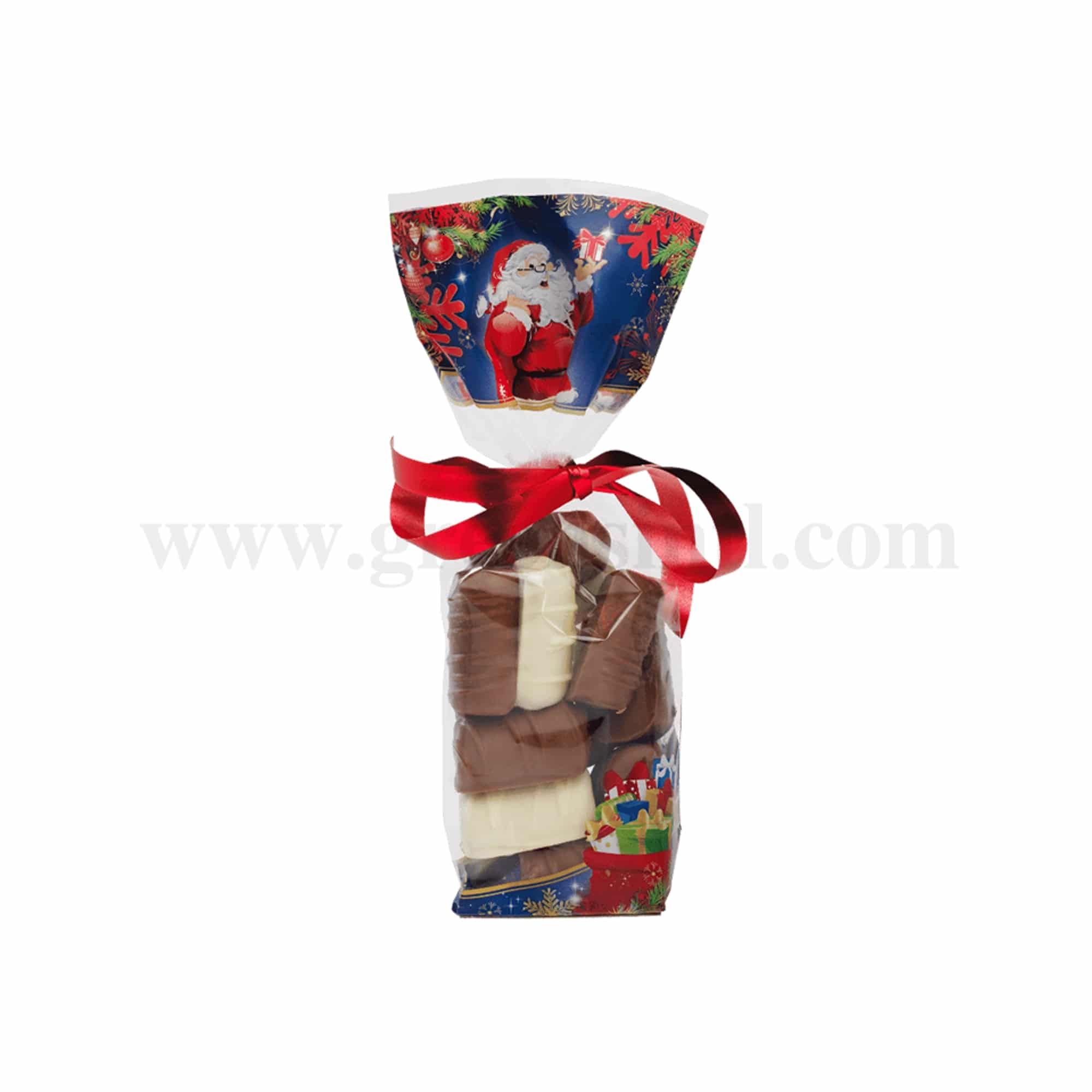 GREENS CHOICE Cellophane Cookies Bag Christmas-Santa with Gifts 100 x 220 mm-100 Pcs